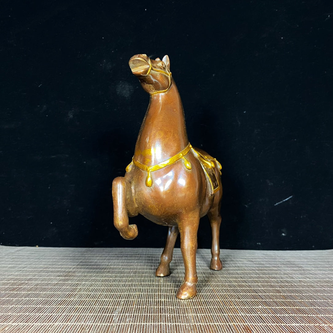 Handcrafted Pure Copper Gilded War Horse Statue – Exquisite Craftsmanship, Unique Gift