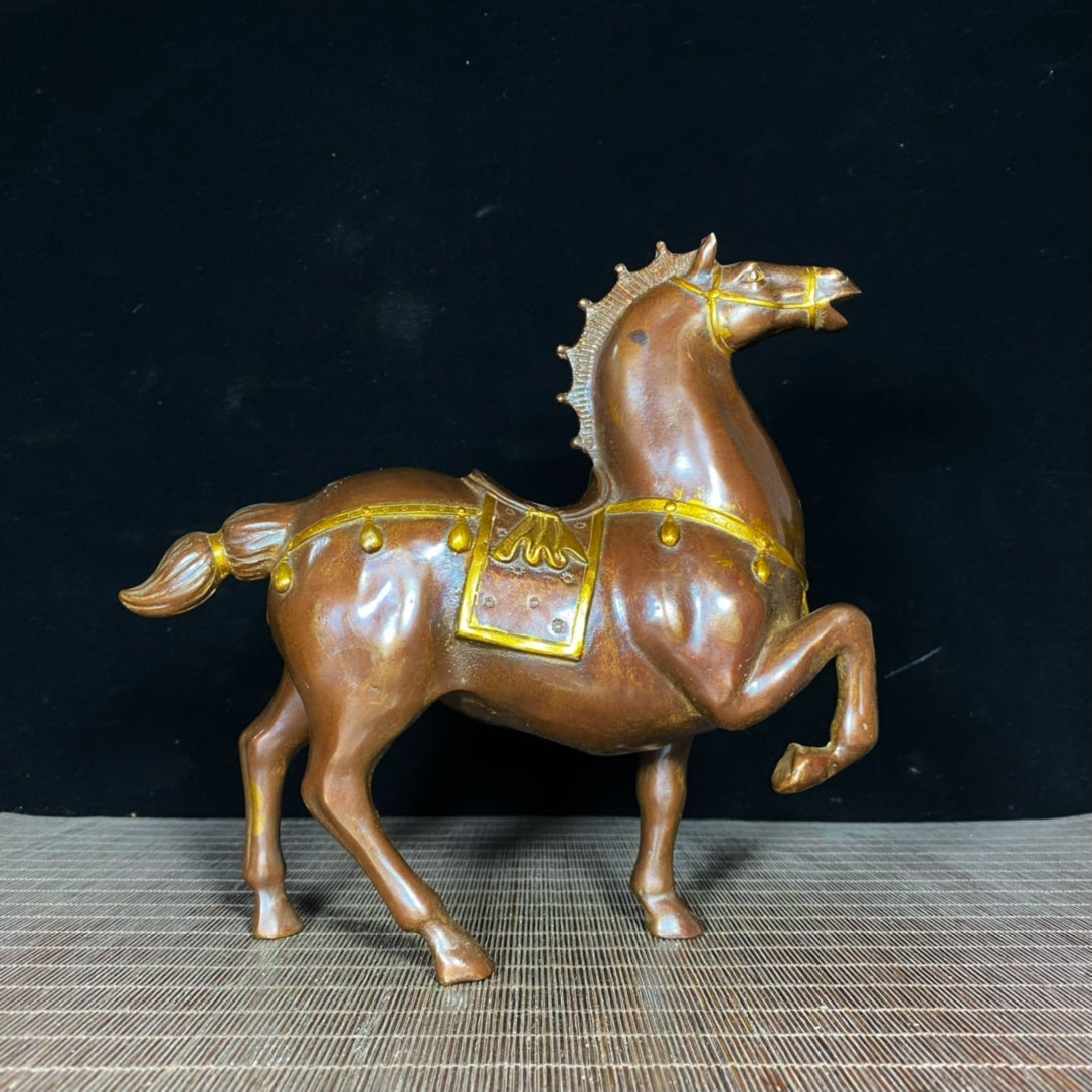 Handcrafted Pure Copper Gilded War Horse Statue – Exquisite Craftsmanship, Unique Gift