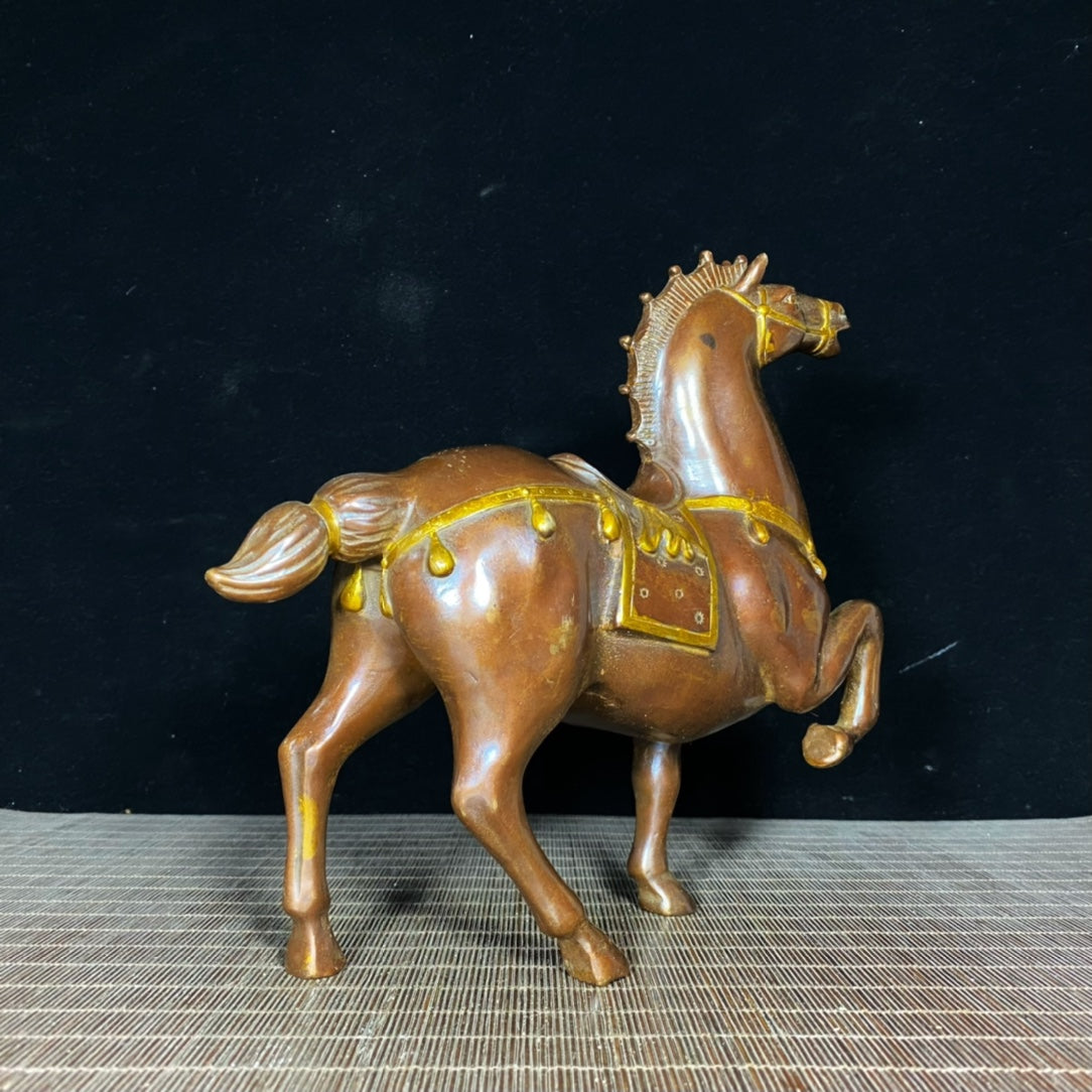 Handcrafted Pure Copper Gilded War Horse Statue – Exquisite Craftsmanship, Unique Gift