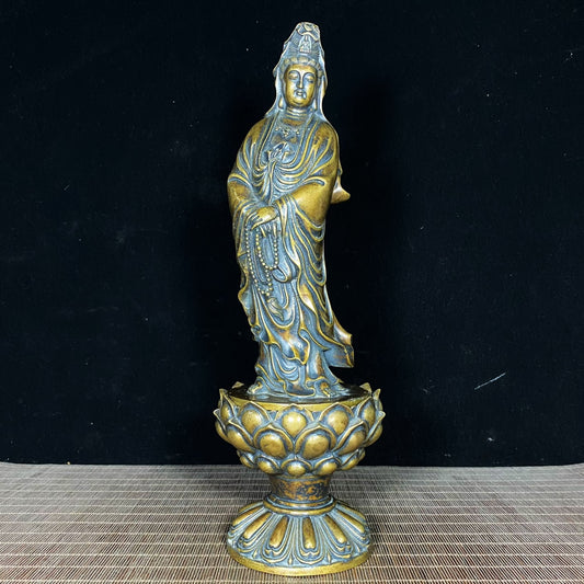 Handcrafted Pure Copper Guan Yin Buddha Incense Burner - Exquisite Art Piece for Home and Office Decor