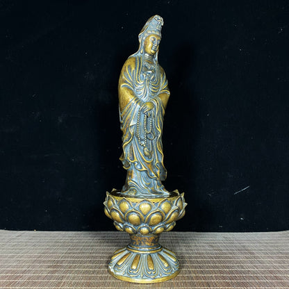 Handcrafted Pure Copper Guan Yin Buddha Incense Burner - Exquisite Art Piece for Home and Office Decor