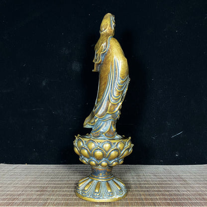 Handcrafted Pure Copper Guan Yin Buddha Incense Burner - Exquisite Art Piece for Home and Office Decor