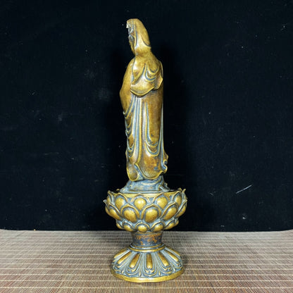 Handcrafted Pure Copper Guan Yin Buddha Incense Burner - Exquisite Art Piece for Home and Office Decor