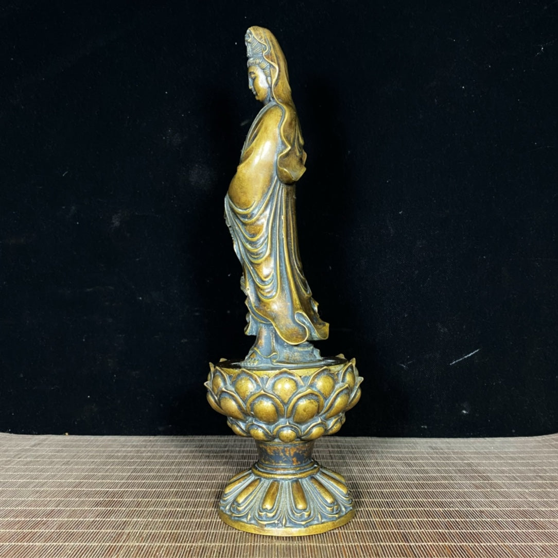 Handcrafted Pure Copper Guan Yin Buddha Incense Burner - Exquisite Art Piece for Home and Office Decor