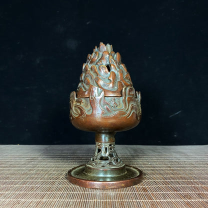 Exquisite Handmade Pure Copper Boshan Incense Burner - Unique Vintage Collectible Gift