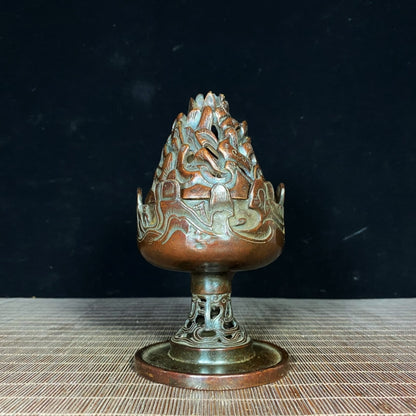 Exquisite Handmade Pure Copper Boshan Incense Burner - Unique Vintage Collectible Gift