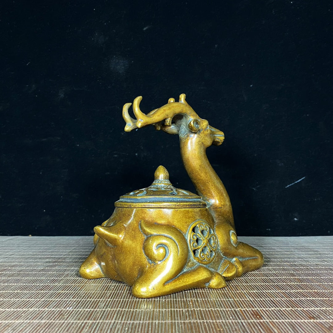 Handcrafted Pure Copper Deer Incense Burner - Unique Vintage Art Piece