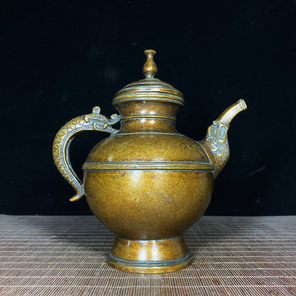 Handcrafted Vintage Pure Copper Tibetan Teapot - Exquisite Craftsmanship, Rare Art Piece, Perfect Gift