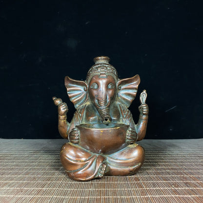 Handcrafted Pure Copper Elephant God Incense Burner - Unique Retro Decor & Gift