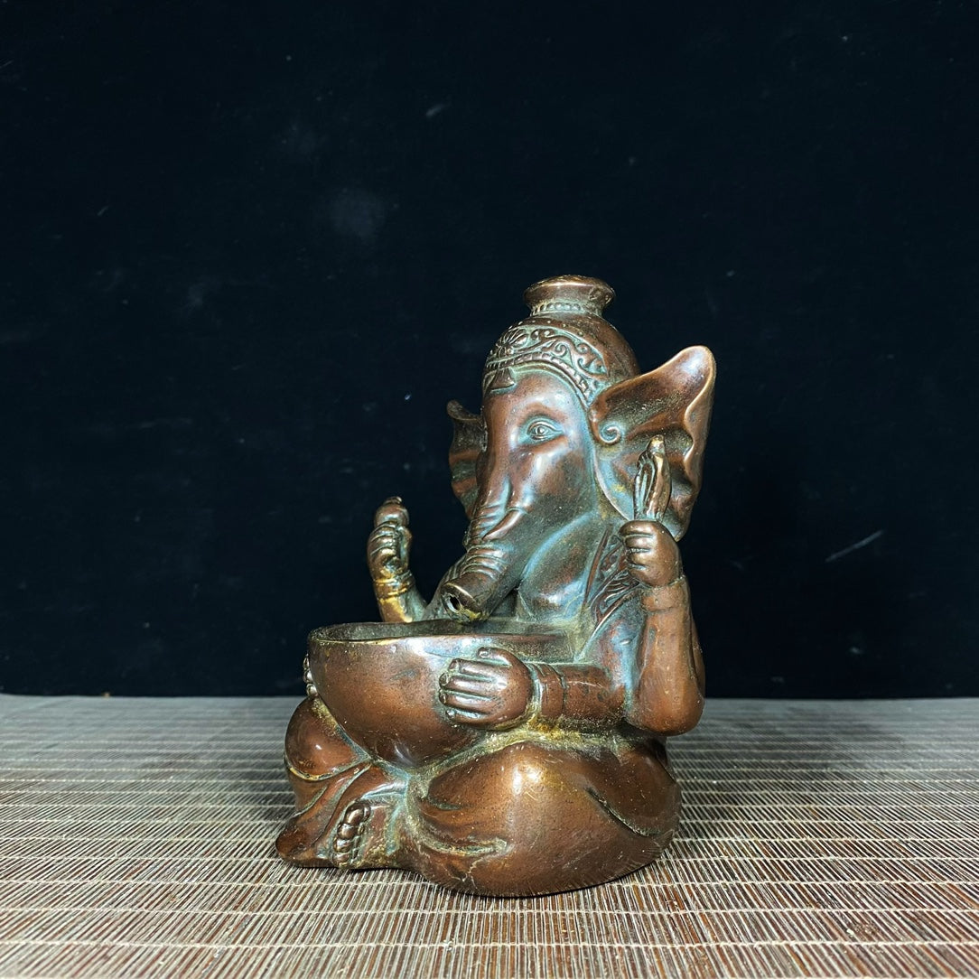 Handcrafted Pure Copper Elephant God Incense Burner - Unique Retro Decor & Gift