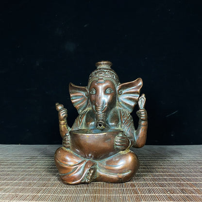 Handcrafted Pure Copper Elephant God Incense Burner - Unique Retro Decor & Gift