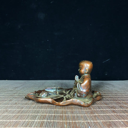 Exquisite Handcrafted Pure Copper Little Monk Incense Holder - Unique Gift & Artistic Decor