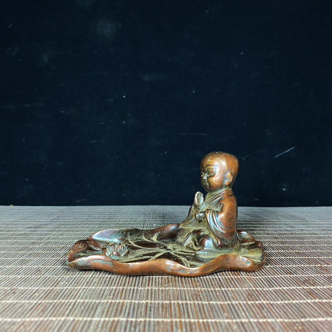 Exquisite Handcrafted Pure Copper Little Monk Incense Holder - Unique Gift & Artistic Decor