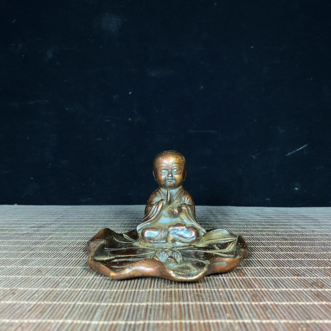 Exquisite Handcrafted Pure Copper Little Monk Incense Holder - Unique Gift & Artistic Decor