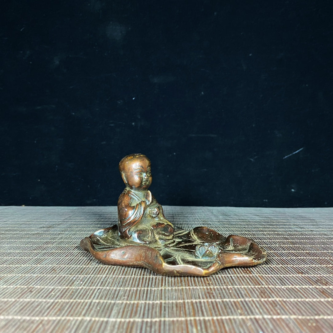 Exquisite Handcrafted Pure Copper Little Monk Incense Holder - Unique Gift & Artistic Decor