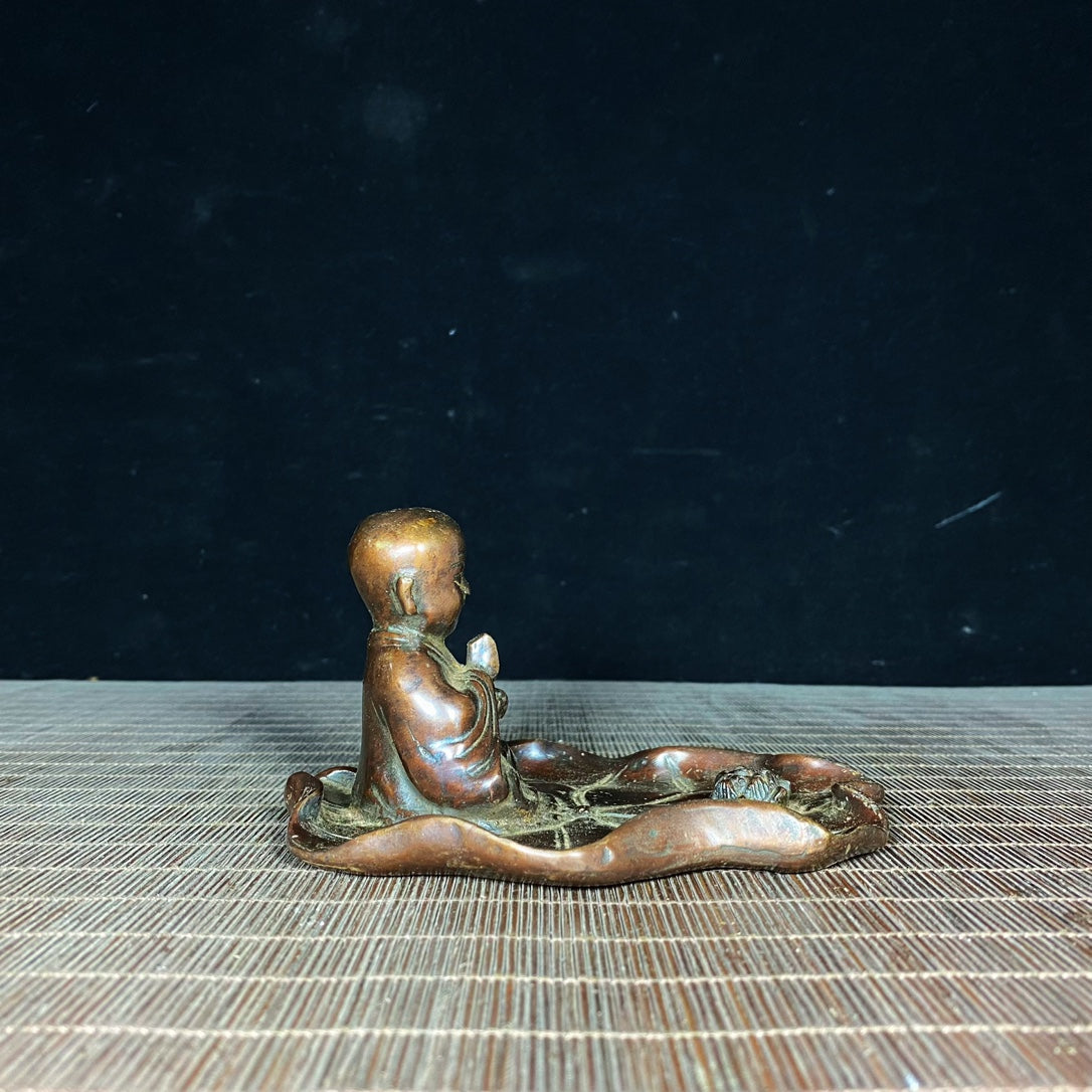 Exquisite Handcrafted Pure Copper Little Monk Incense Holder - Unique Gift & Artistic Decor