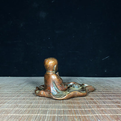 Exquisite Handcrafted Pure Copper Little Monk Incense Holder - Unique Gift & Artistic Decor