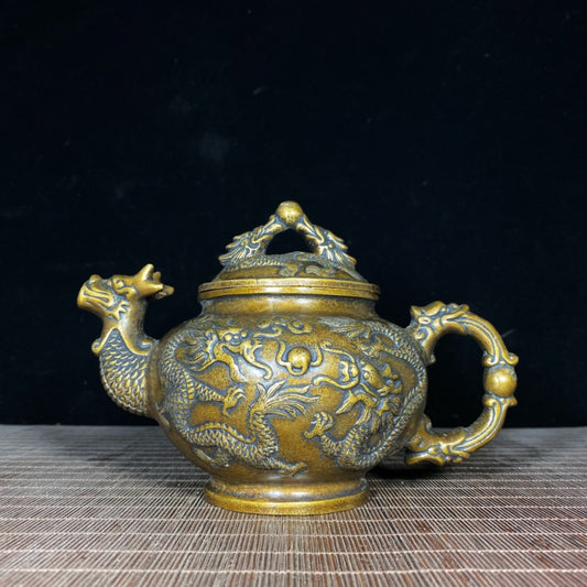 Exquisite Handcrafted Pure Copper Dragon Teapot - Unique Vintage Collectible Gift