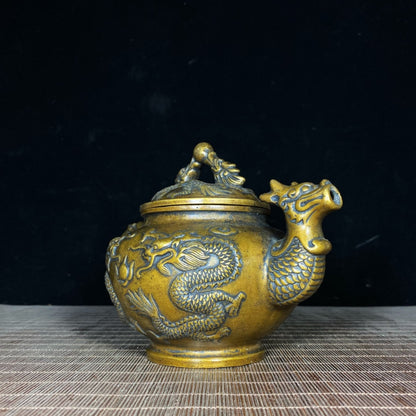 Exquisite Handcrafted Pure Copper Dragon Teapot - Unique Vintage Collectible Gift