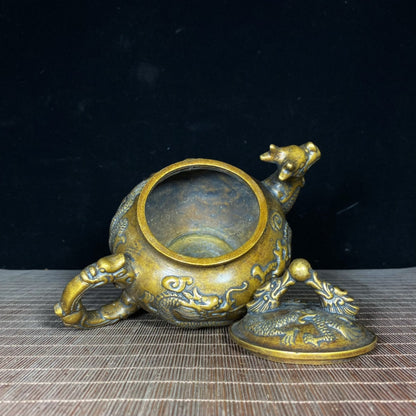 Exquisite Handcrafted Pure Copper Dragon Teapot - Unique Vintage Collectible Gift