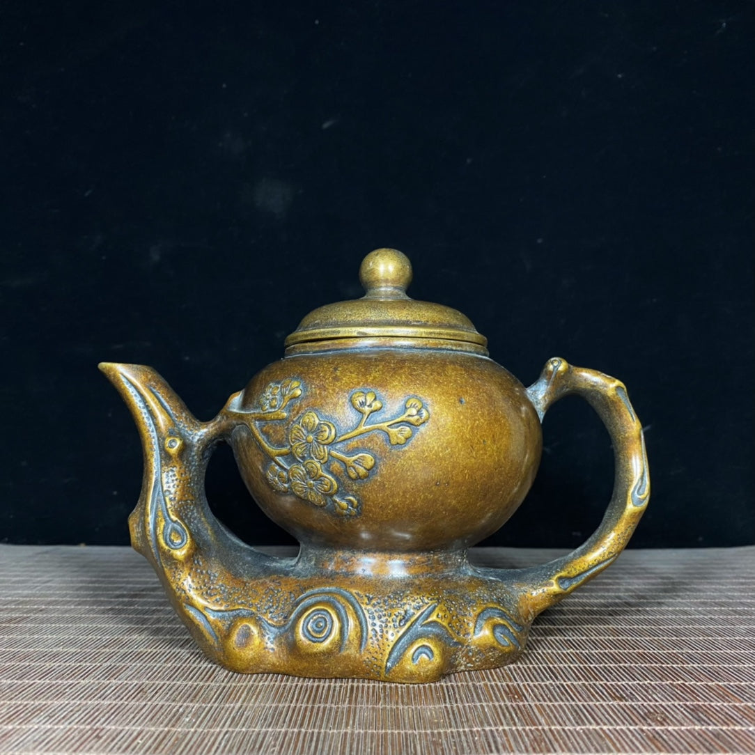 Exquisite Craftsmanship Pure Copper Plum Blossom Embossed Teapot - Unique Vintage Artwork, Handcrafted Personalized Gift