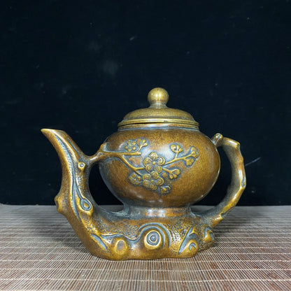 Exquisite Craftsmanship Pure Copper Plum Blossom Embossed Teapot - Unique Vintage Artwork, Handcrafted Personalized Gift