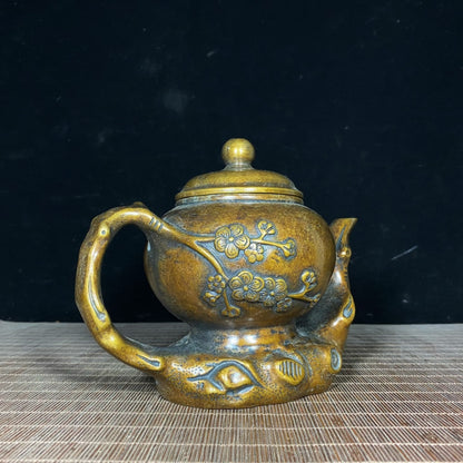 Exquisite Craftsmanship Pure Copper Plum Blossom Embossed Teapot - Unique Vintage Artwork, Handcrafted Personalized Gift