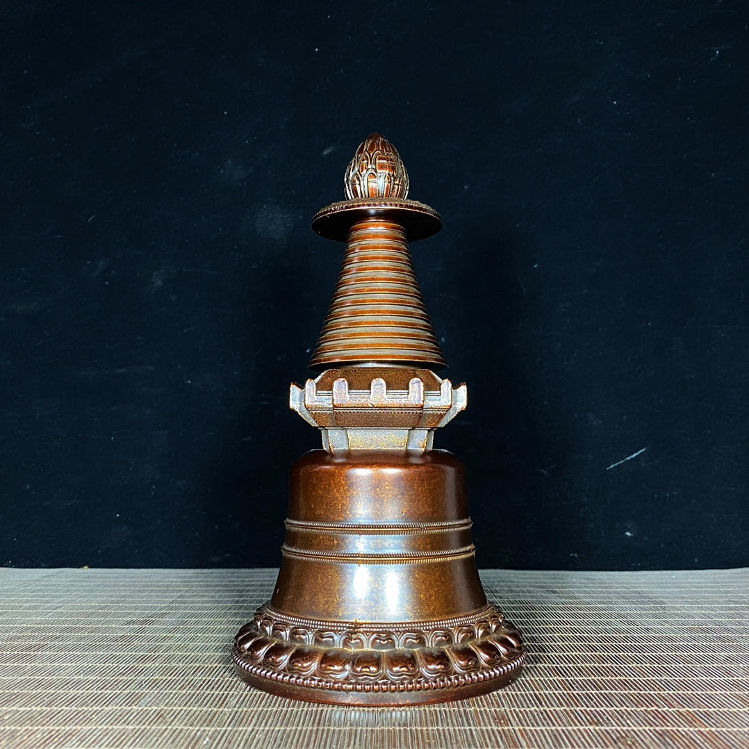 Handcrafted Copper Nepalese Stupa - Unique Collectible Gift