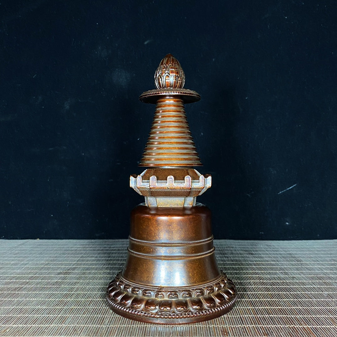 Handcrafted Copper Nepalese Stupa - Unique Collectible Gift