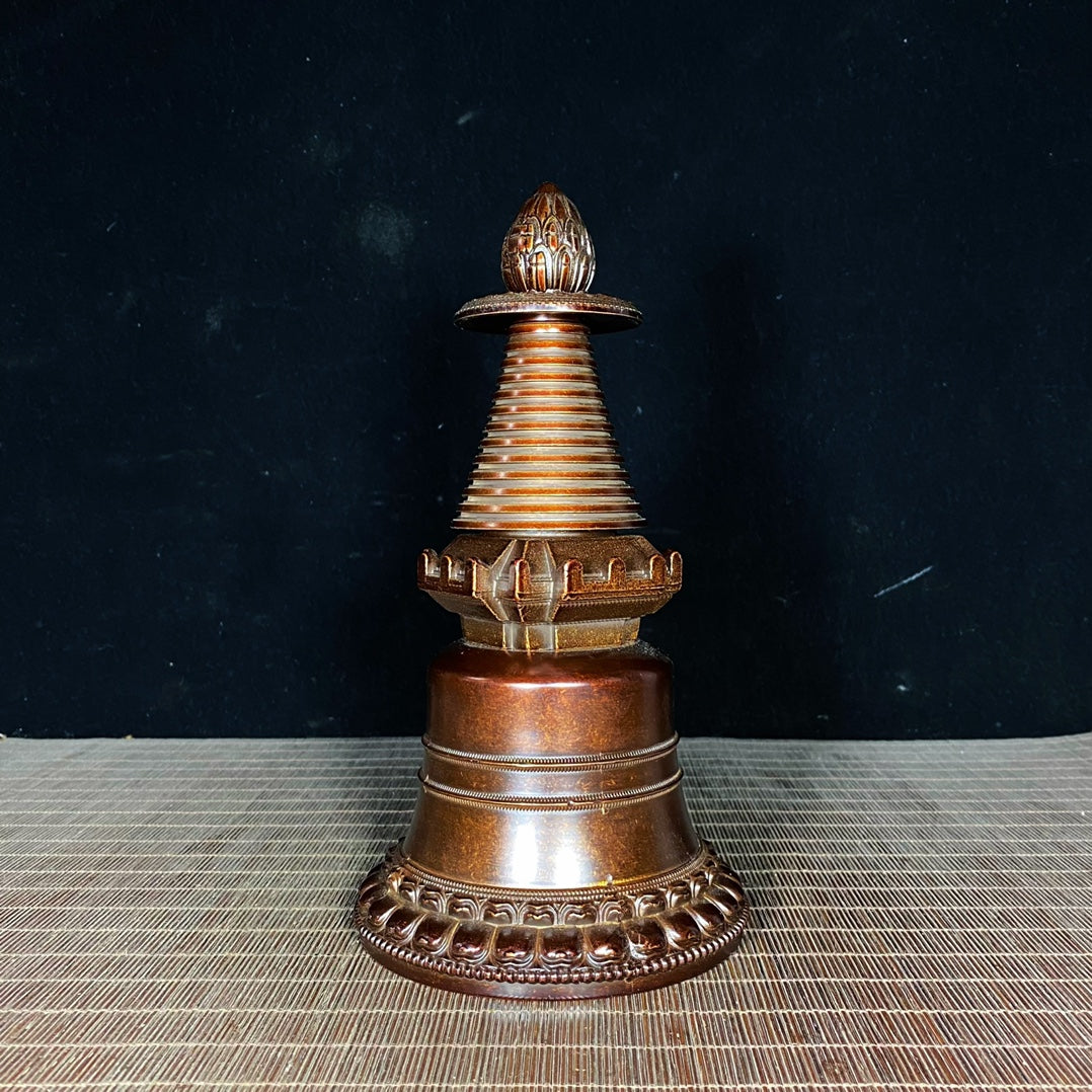 Handcrafted Copper Nepalese Stupa - Unique Collectible Gift