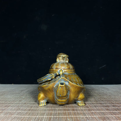 Handcrafted Pure Copper Turtle Teapot - Exquisite Carving, Unique Gift, Vintage Collectible