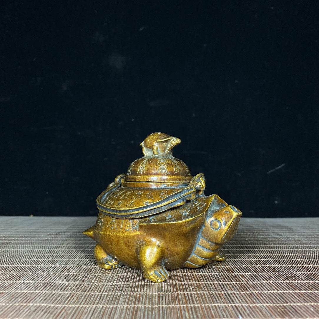 Handcrafted Pure Copper Turtle Teapot - Exquisite Carving, Unique Gift, Vintage Collectible