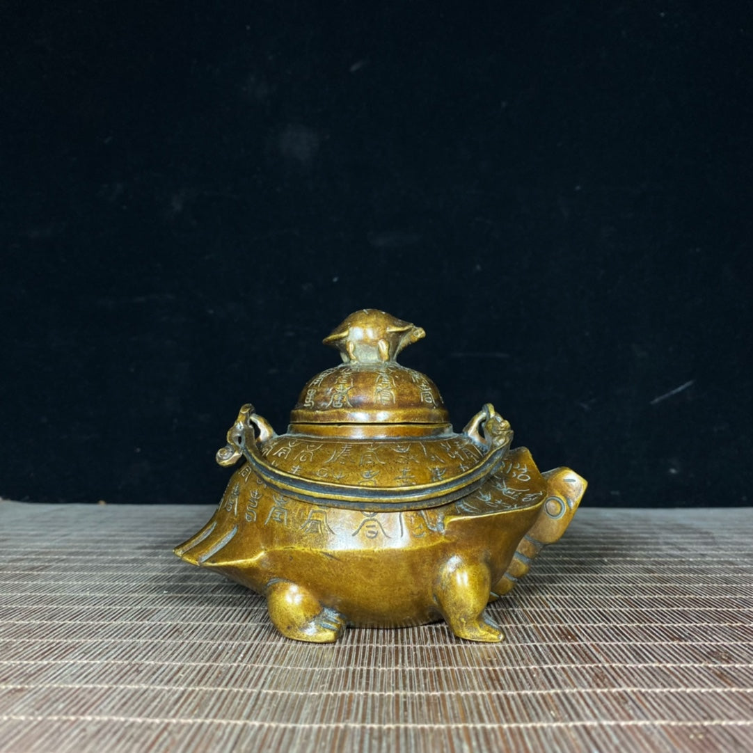 Handcrafted Pure Copper Turtle Teapot - Exquisite Carving, Unique Gift, Vintage Collectible