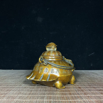 Handcrafted Pure Copper Turtle Teapot - Exquisite Carving, Unique Gift, Vintage Collectible