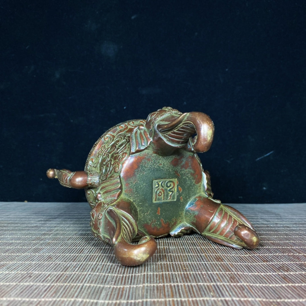 Handcrafted Pure Copper Tibetan Elephant Incense Burner - Unique Vintage Art Piece