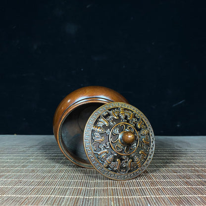 Elegant Handcrafted Pure Copper Incense Burner with Intricate Lid Design - Perfect Gift for Collectors