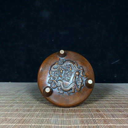 Elegant Handcrafted Pure Copper Incense Burner with Intricate Lid Design - Perfect Gift for Collectors