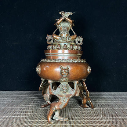 Exquisite Craftsmanship Handcrafted Antique Copper Incense Burner - Unique Gift & Art Piece