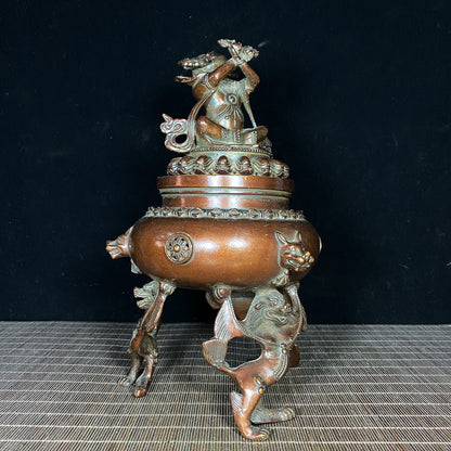 Exquisite Craftsmanship Handcrafted Antique Copper Incense Burner - Unique Gift & Art Piece