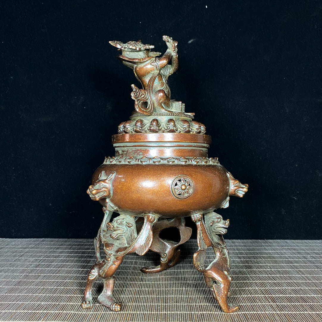 Exquisite Craftsmanship Handcrafted Antique Copper Incense Burner - Unique Gift & Art Piece