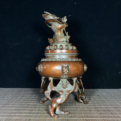 Exquisite Craftsmanship Handcrafted Antique Copper Incense Burner - Unique Gift & Art Piece