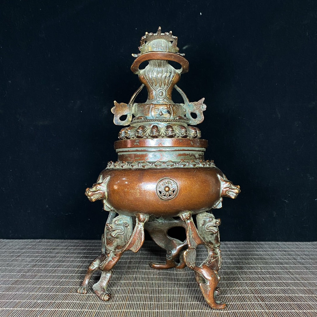 Exquisite Craftsmanship Handcrafted Antique Copper Incense Burner - Unique Gift & Art Piece