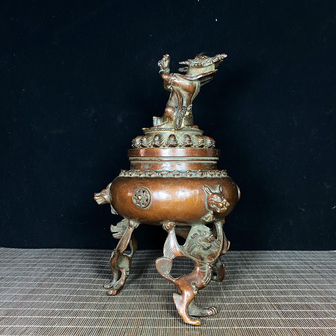 Exquisite Craftsmanship Handcrafted Antique Copper Incense Burner - Unique Gift & Art Piece