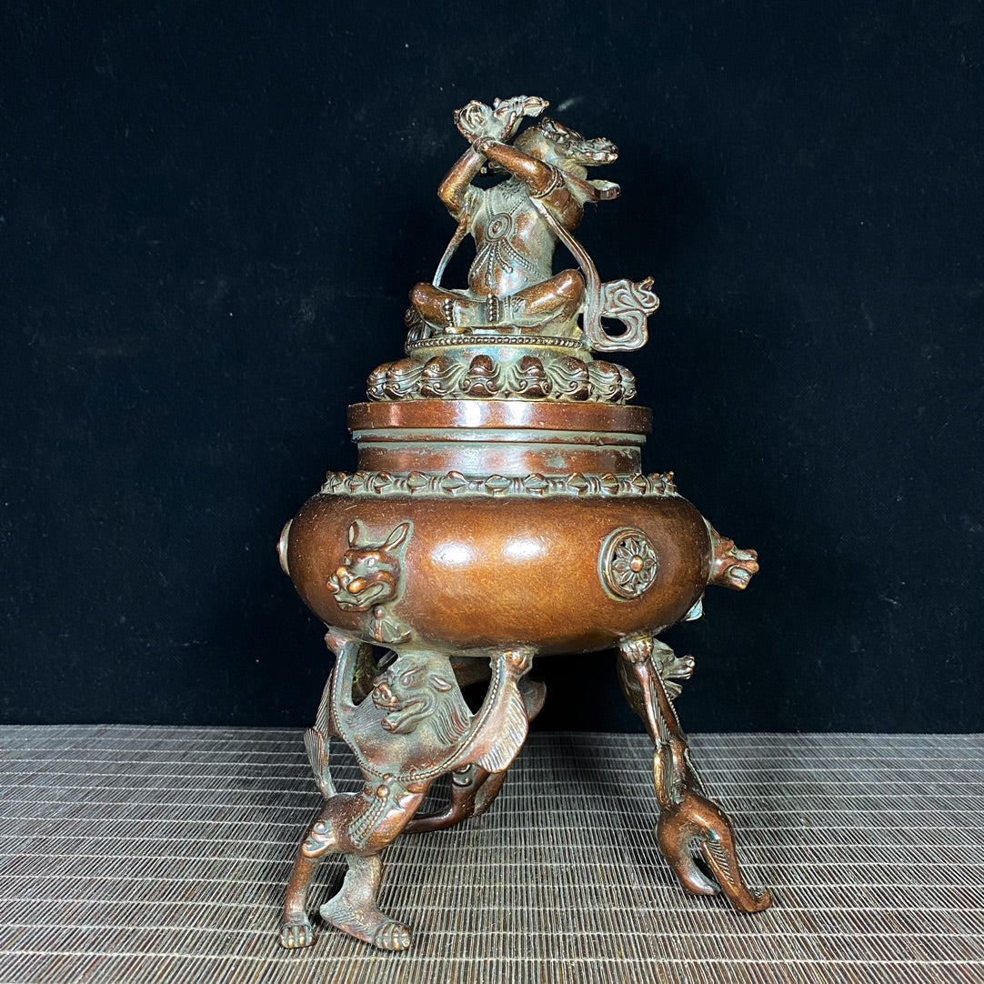 Exquisite Craftsmanship Handcrafted Antique Copper Incense Burner - Unique Gift & Art Piece