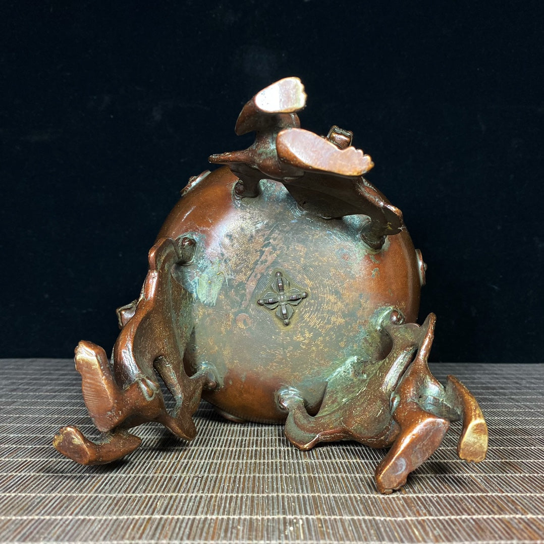 Exquisite Craftsmanship Handcrafted Antique Copper Incense Burner - Unique Gift & Art Piece