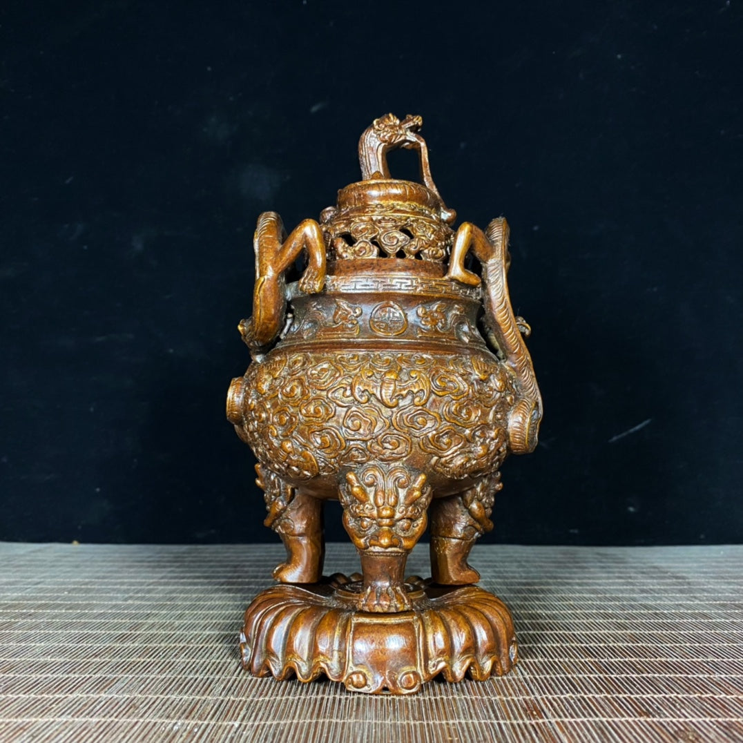 Exquisite Handcrafted Antique Three-Legged Incense Burner