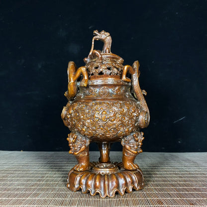 Exquisite Handcrafted Antique Three-Legged Incense Burner