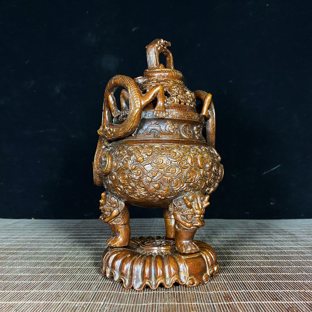 Exquisite Handcrafted Antique Three-Legged Incense Burner