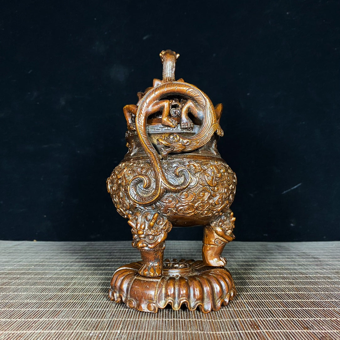 Exquisite Handcrafted Antique Three-Legged Incense Burner