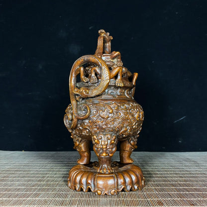 Exquisite Handcrafted Antique Three-Legged Incense Burner